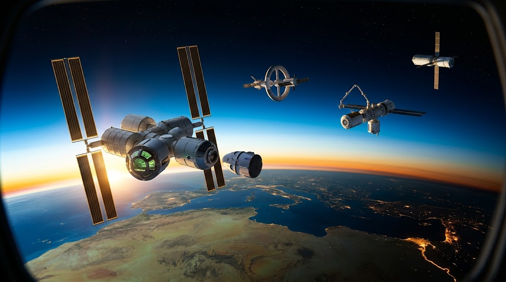 Commercial space stations in orbit